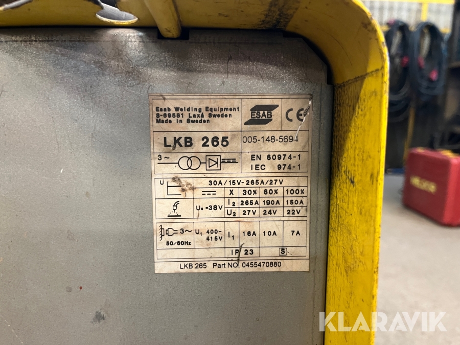 Svets ESAB LKB 265, Köping, Klaravik auktioner