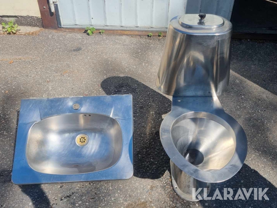 Rostfri toalett & tvättställ