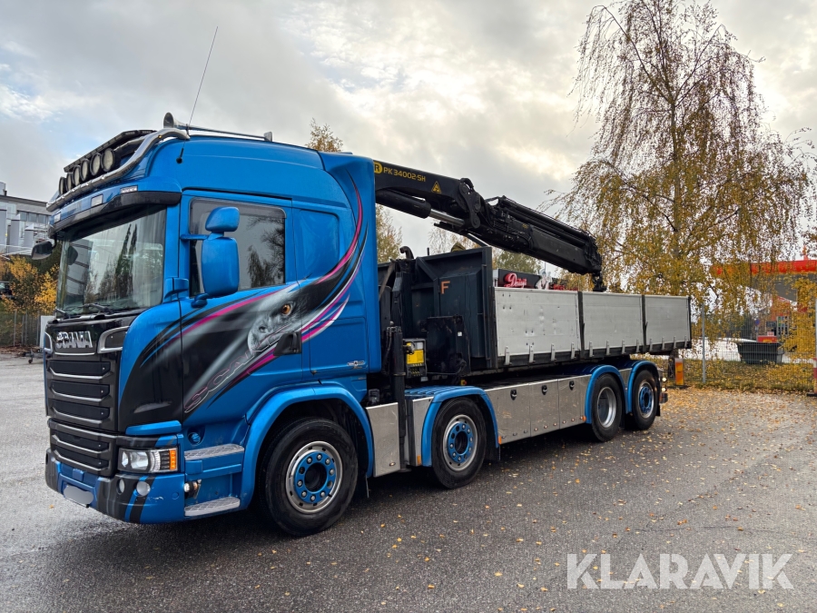 Kranväxlare Scania G490LB8X2*6HNB med Palfingerkran & gripskopa