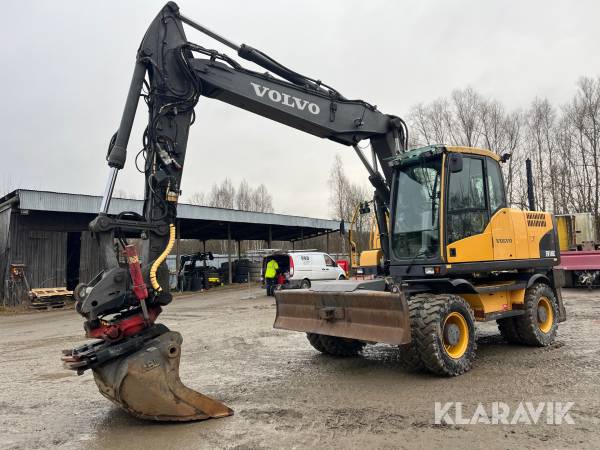 Hjulgrävare Volvo EW160C med tiltrotator och planeringsskopa