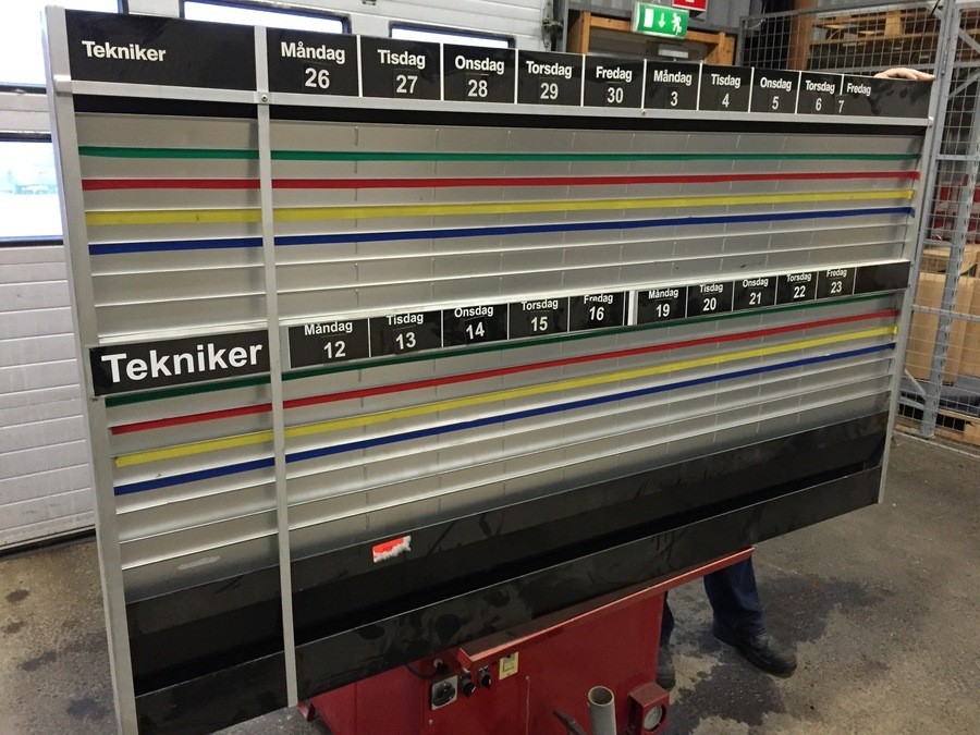 Planeringstavla för verkstad eller liknande