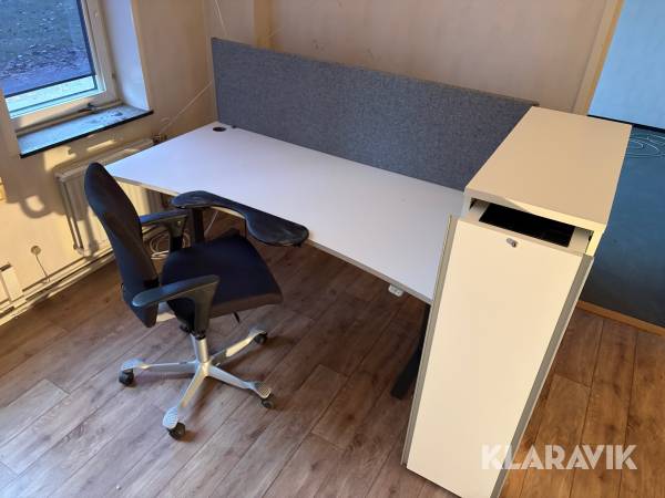 Kontorspaket Skrivbord, stol, förvaring, skärmvägg