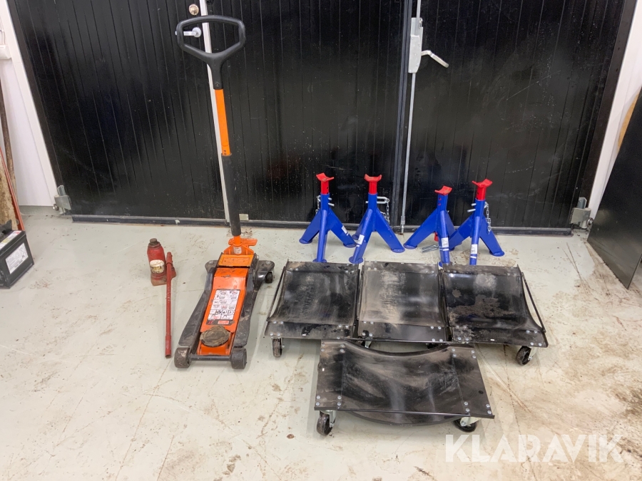 Domkraft, pallbockar och hjuldolly Bahco mfl