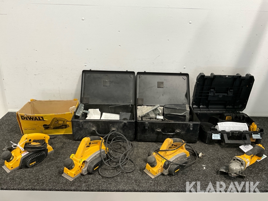 Hyvel och vinkelslip paket med 4st Dewalt DW680-QS, DW 678E, Okänd
