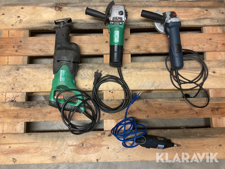 Parti med slipmaskiner och tigersåg Hitachi/Bosh/Ferm