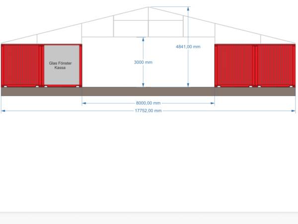 Tältställning/Tältkonstruktion monteras på container
