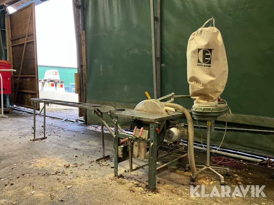 Byggsåg/Gjerdesåg med spånsug och rullbord Elektra Beckum D-49716 Meppen SPA 1000