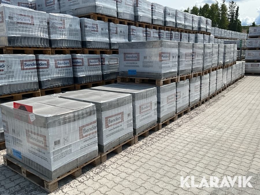 Betongmarksten 24st pallar Benders Siena Stark fasad 350x350x65mm grå våtpressad