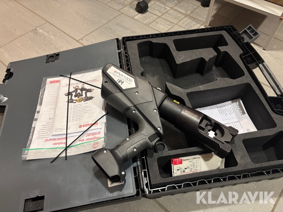 Presstång Elpress Pvx1300 med tillbehör och batteri