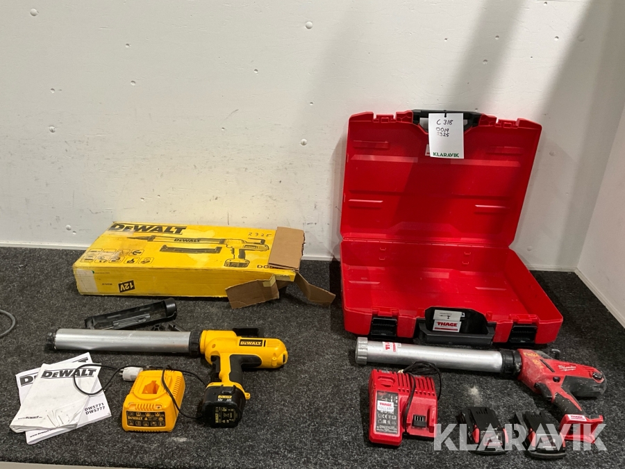 Fogpistol 2sr Dewalt, Milwaukee DC542, C18PCG