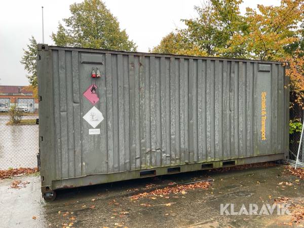 Container på lastväxlarram med containerfäste 20 fot