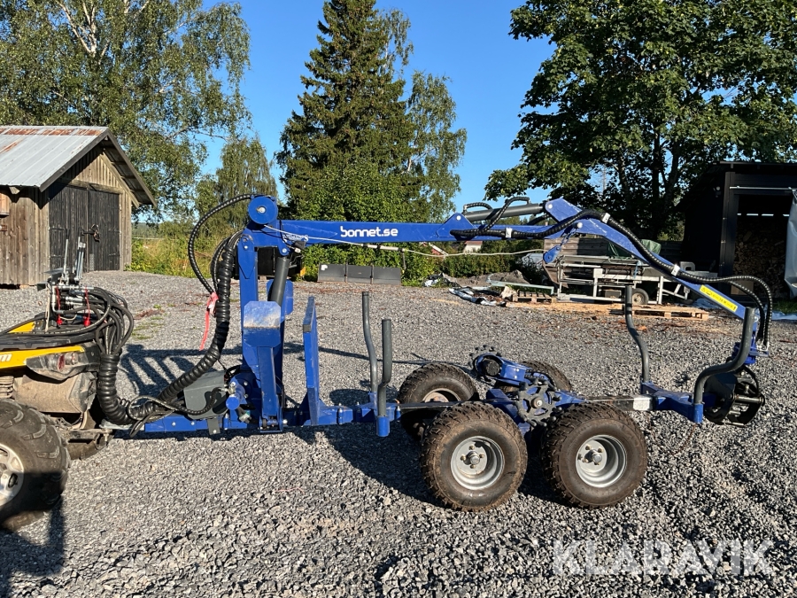 Skogsvagn Bonnet Log Trailer 3200 med kran för ATV