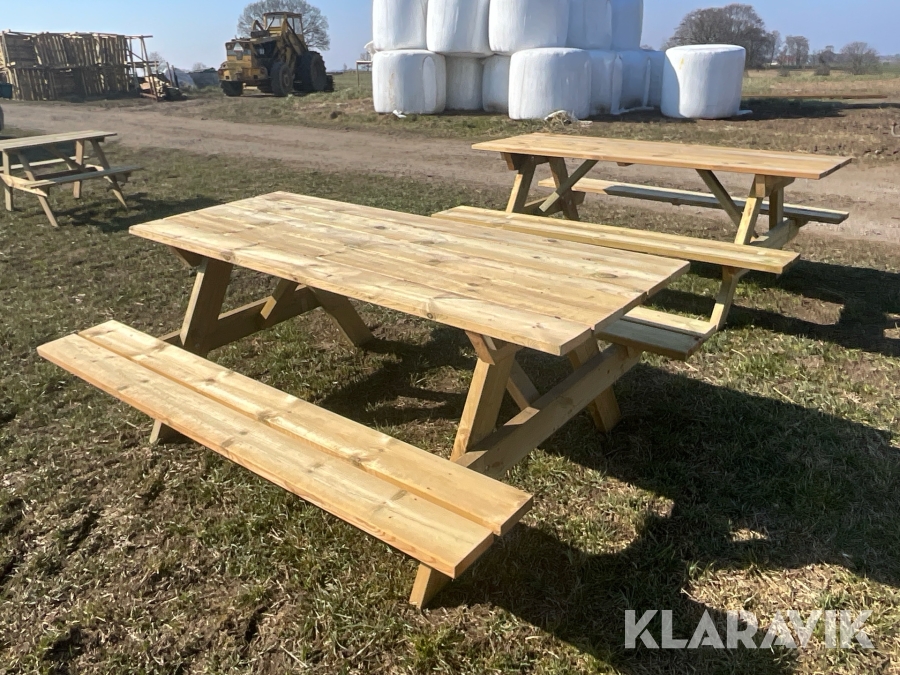Picknickbänk med fasta sitsar 2 st