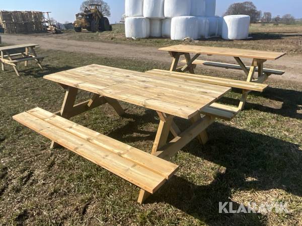 Picknickbänk med fasta sitsar 2 st