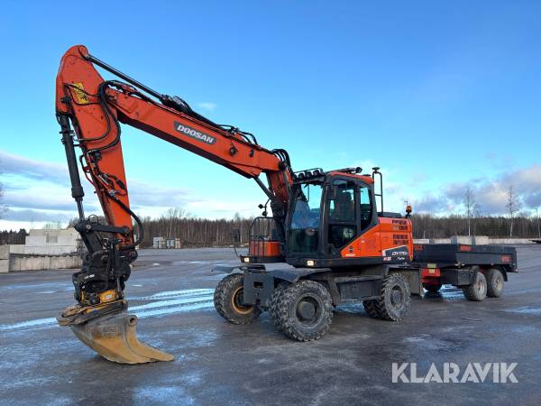 Hjulgrävare Doosan DX170 W-5 med tiltrotator, 3D grävsystem, 1 st skopa och dumperkärra