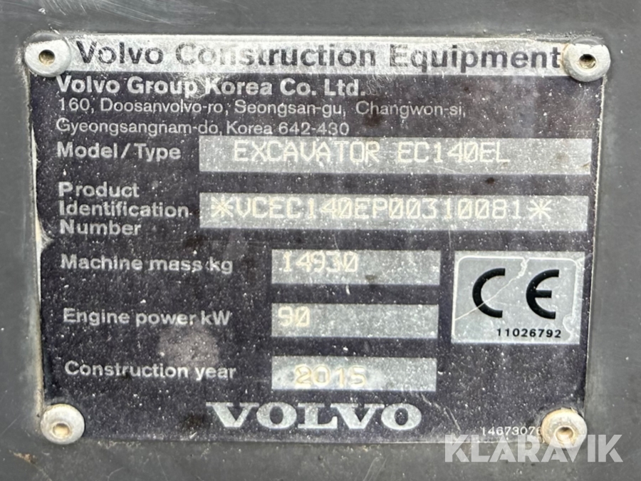 Grävmaskin Volvo EC140EL