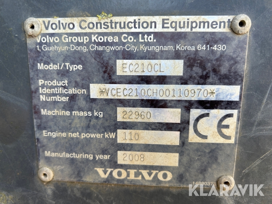 Grävmaskin Volvo EC210CL