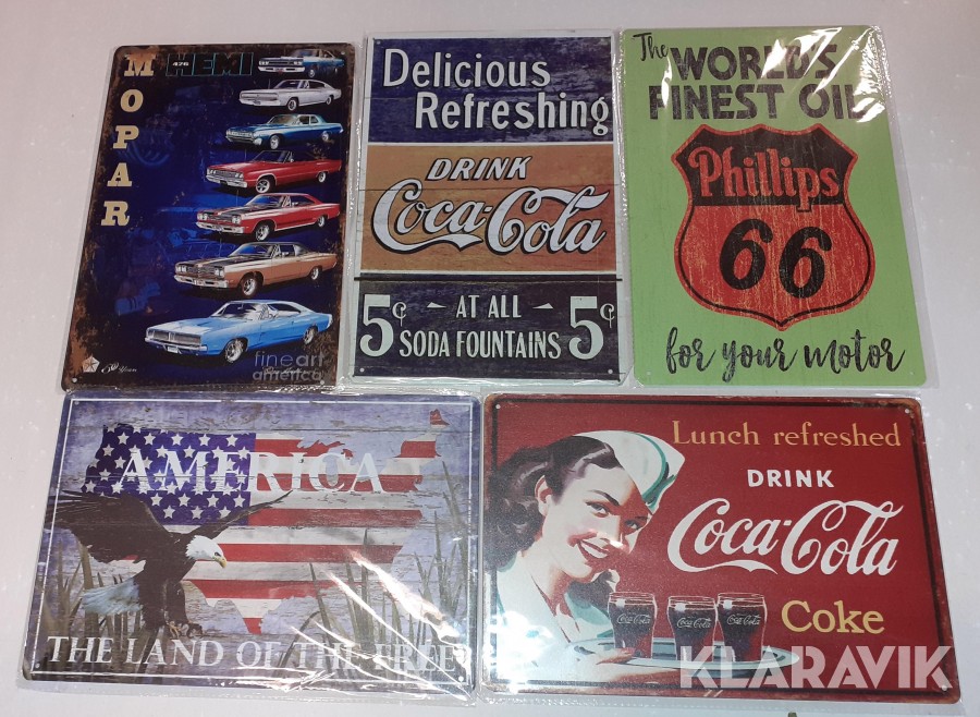 Metallskyltar Retro 5 st