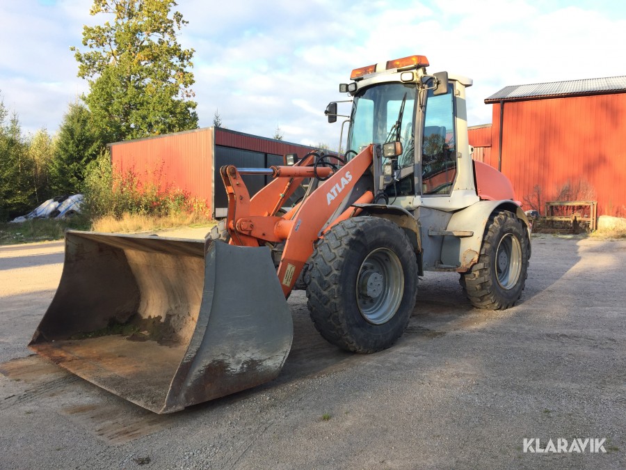 Hjullastare Atlas 95 med skopa och gafflar