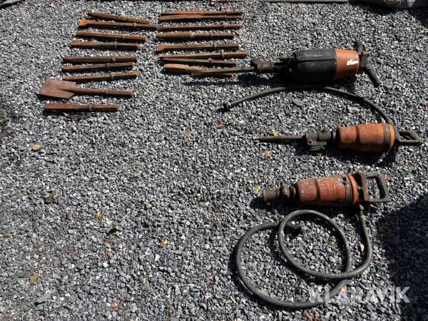 Bilningsmaskiner tryckluftsdrivna Atlas Copco Tex10/Super Tex 31 3 st samt 19 st spett