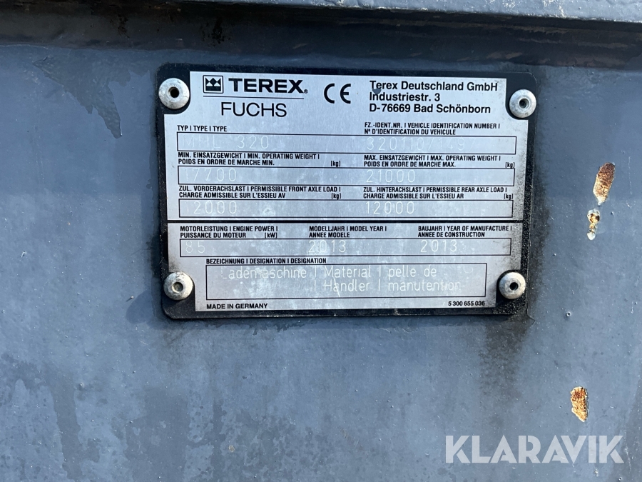 Materialhanterare Fuchs Terex MHL320