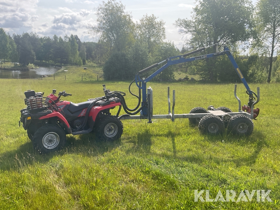 Fyrhjuling med skogsvagn Polaris Sportsman 500 med Avesta 3.4H vagn