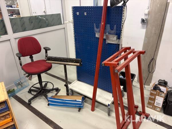 Ram till arbetsbänk, verktygstavla, 2rullbockar, kontorsstol