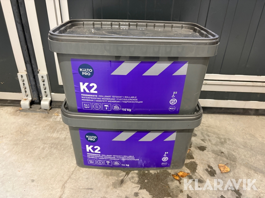 Rollbart tätskikt Kiilto Pro K2 med tätskiktsmanschetter 28 kg