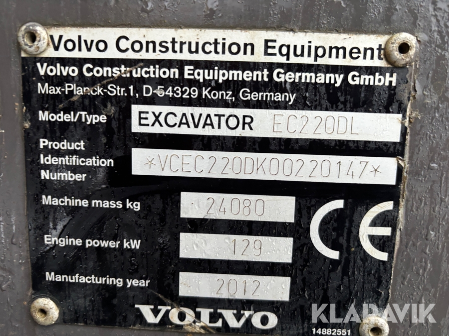Grävmaskin Volvo EC220DL med redskap