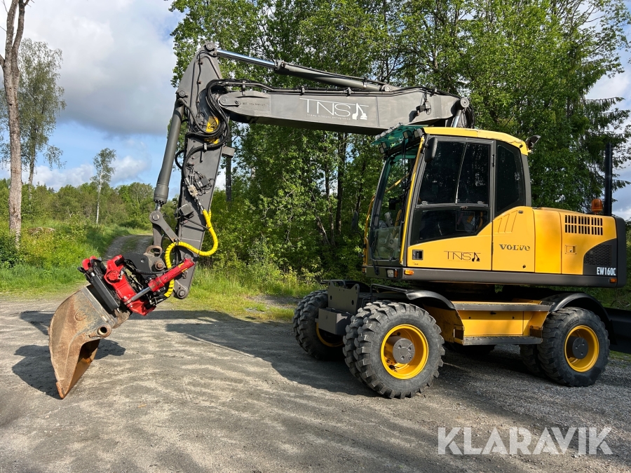 Grävmaskin Volvo EW160C med 2D grävsystem, rotator med grip & planerskopa