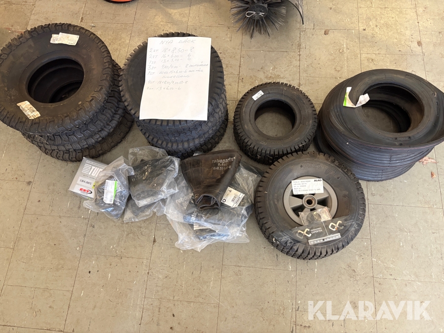 Däck och innerslangar till gräsklippare 15st