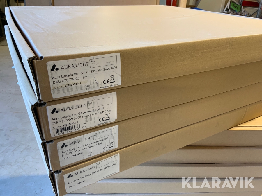 Ljusarmarur till system innertak Aura light, Värnamo, Klarav