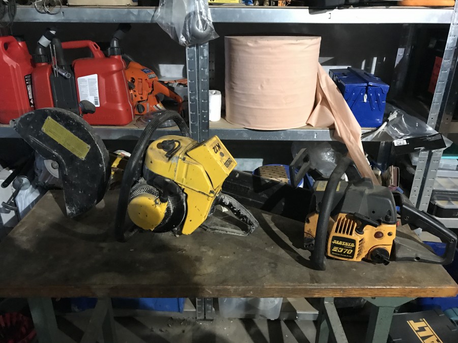 Kap / klyvsåg och motorsåg