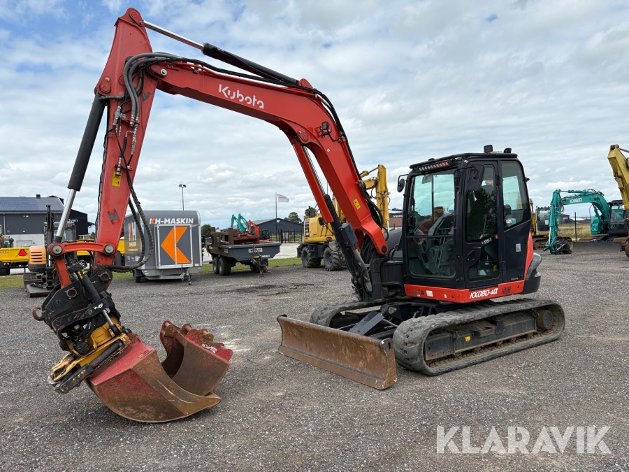 Grävmaskin Kubota KX080-4 med tiltrotator och redskap