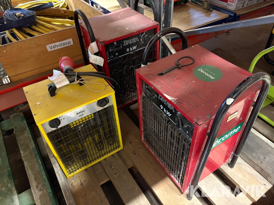 Värmefläkt 3 st 9 kW Dania/Amiga