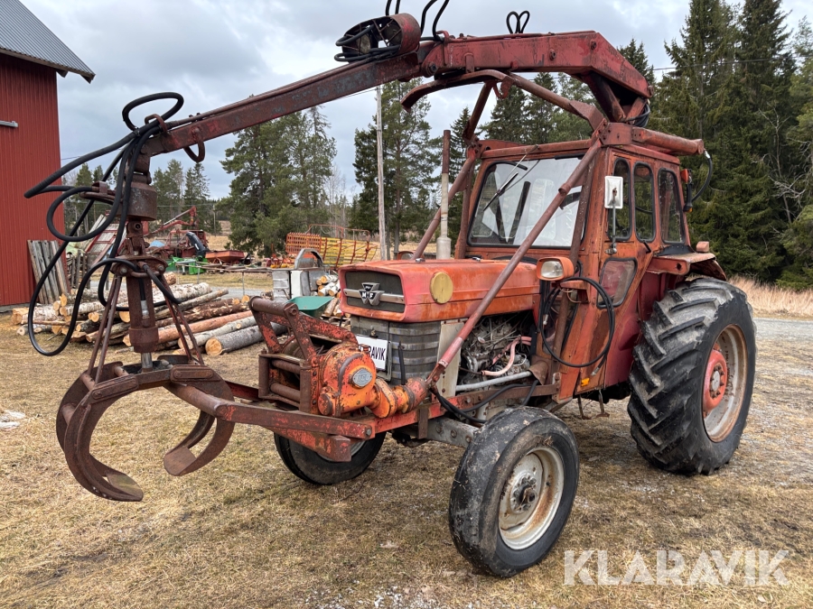 Veterantraktor Massey Ferguson 165 med kran