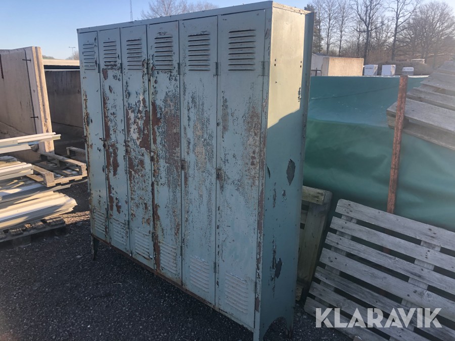 Omklädningsskåp i plåt 6 dörrar Retro