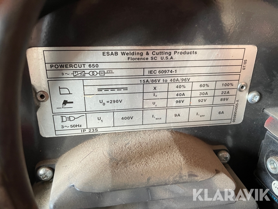 Plasmaskärare Esab Powercut 650