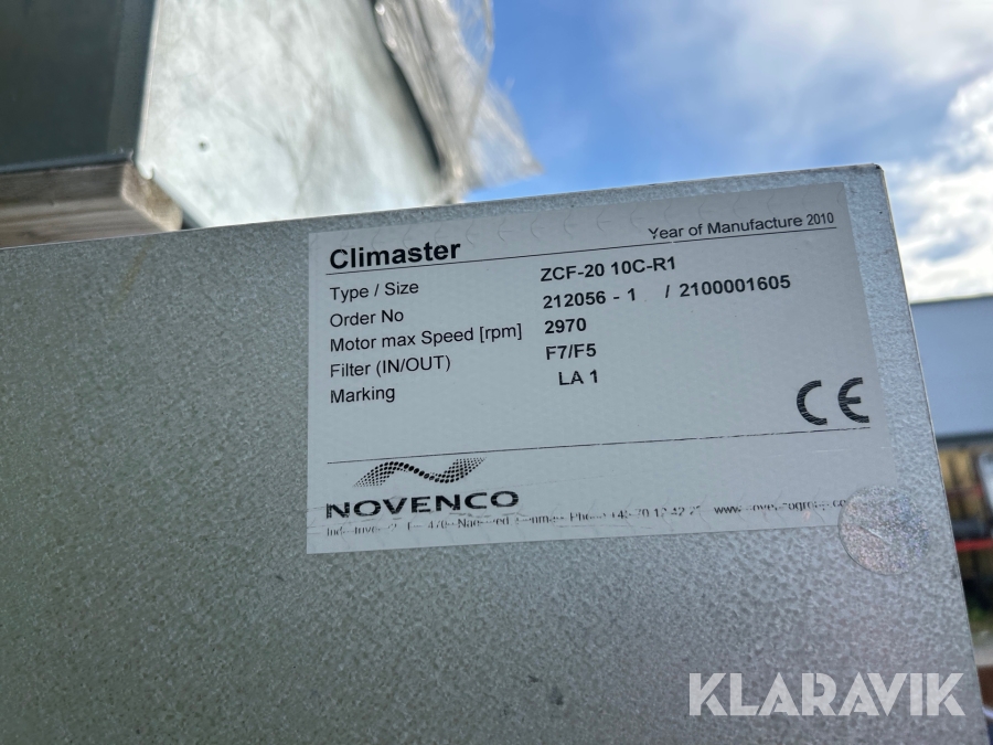 Ventilationsaggregat Novenco ZCF-20 10-R1