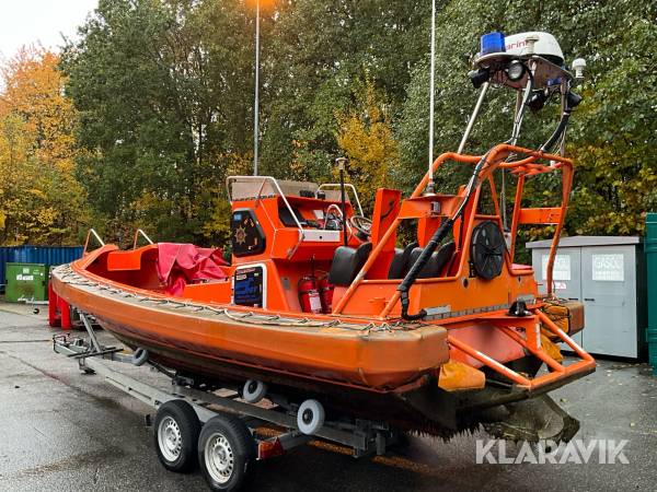 Räddningsbåt Norsafe 7.5M med oregistrerad båttrailer