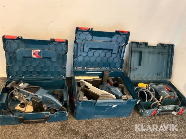 Bandslip, borrhammare och instickssåg Bosch GBS 75AE, GBH432DFR, GKT 18V52GC