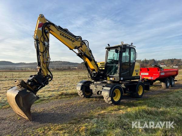 Hjulgrävare Yanmar B95W Vagn / 4 redskap