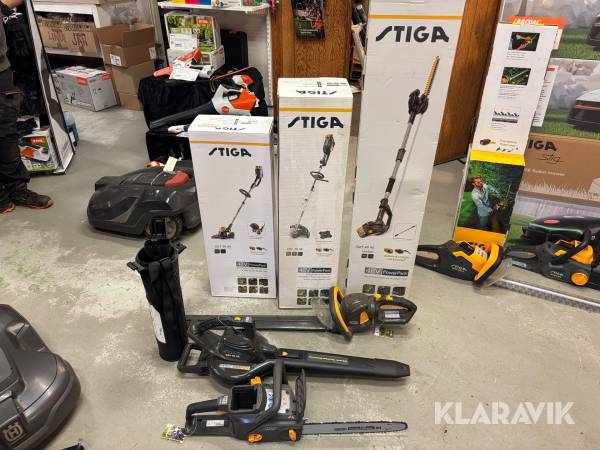Häcksax, trimmer, motorsåg, lövblås, stånggång Stiga