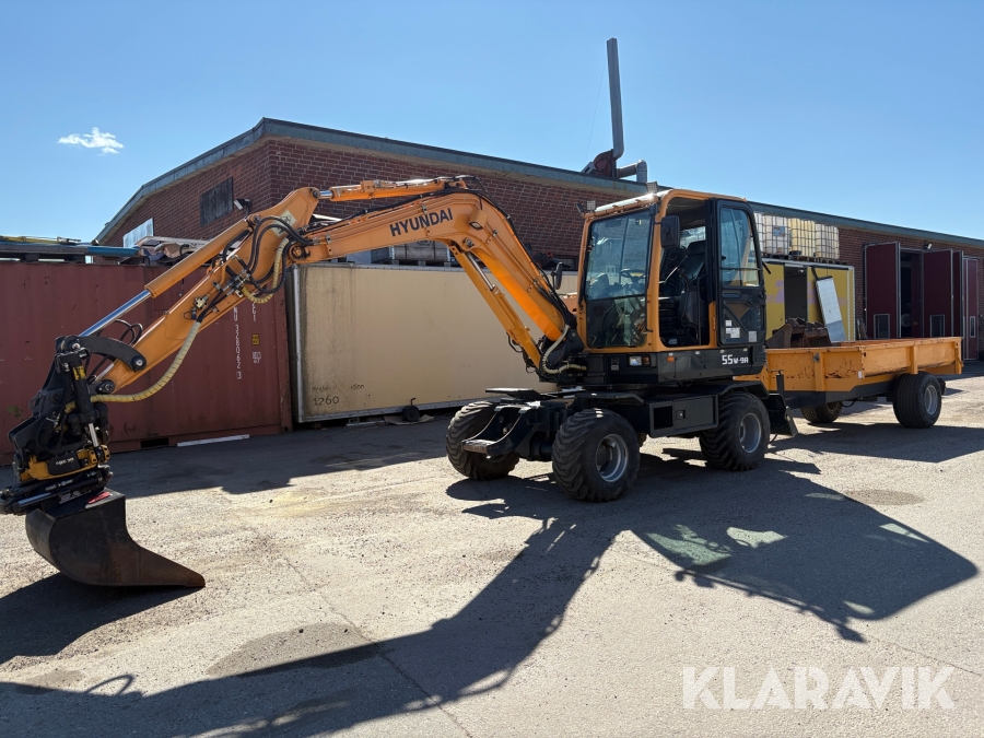 Grävmaskin Hyundai Robex 55W-9A med redskap och tippvagn