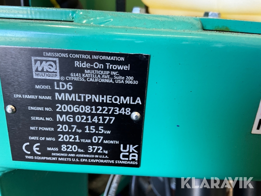 Glättare MultiQuip LD6, Haparanda, Klaravik auktioner