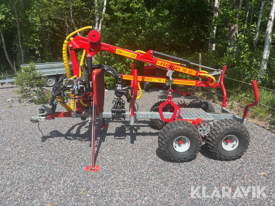 Huggarvagn till ATV Kranman T1700 4 WD med hydrauliskt tippflak och gripskopa