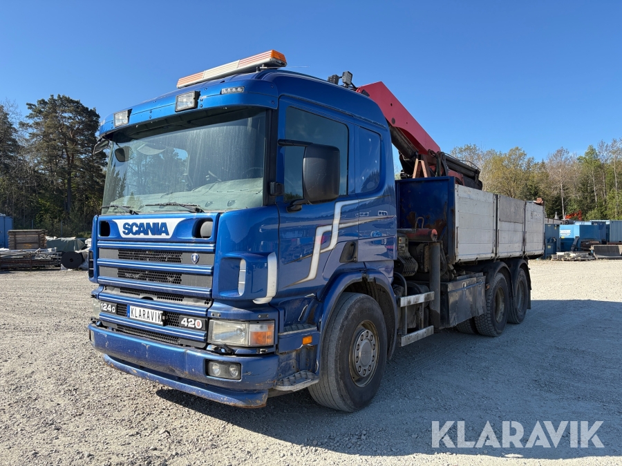 Kranbil Scania P240 6x2 , med tippflak