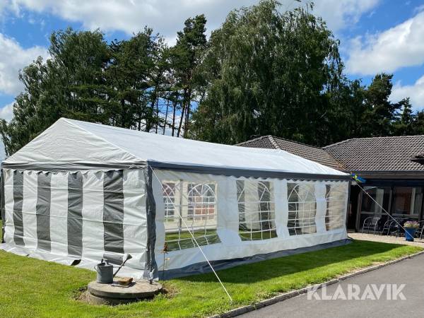 Partytält 4x8m Dancover Plus PE - Grå/Vit