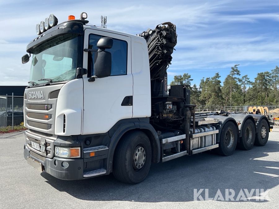 Kranväxlare Scania G400 8x4 med kran HIAB 244 EP-5 HIPRO, och växlare HIAB 20T