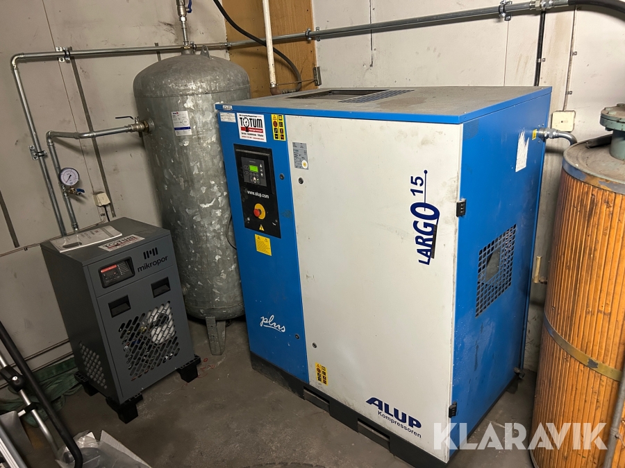 Skruvkompressor Alup Largo 15 med tank och kyltork